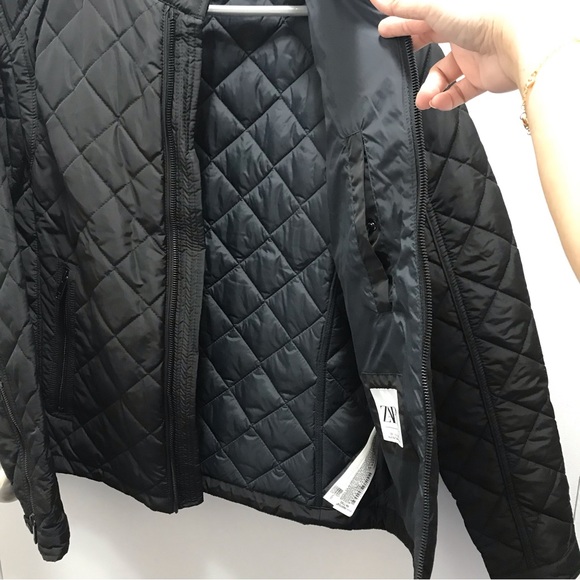Zara mens black quilted bomber jacket size Small - Picture 3 of 10